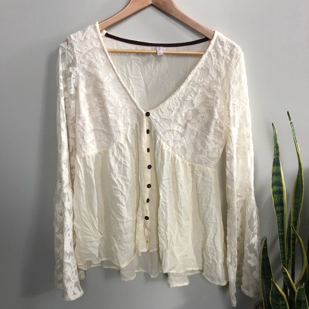 🌵 Target Exhilaration Lace Cardigan Bell Sleeve - Picture 2 of 7